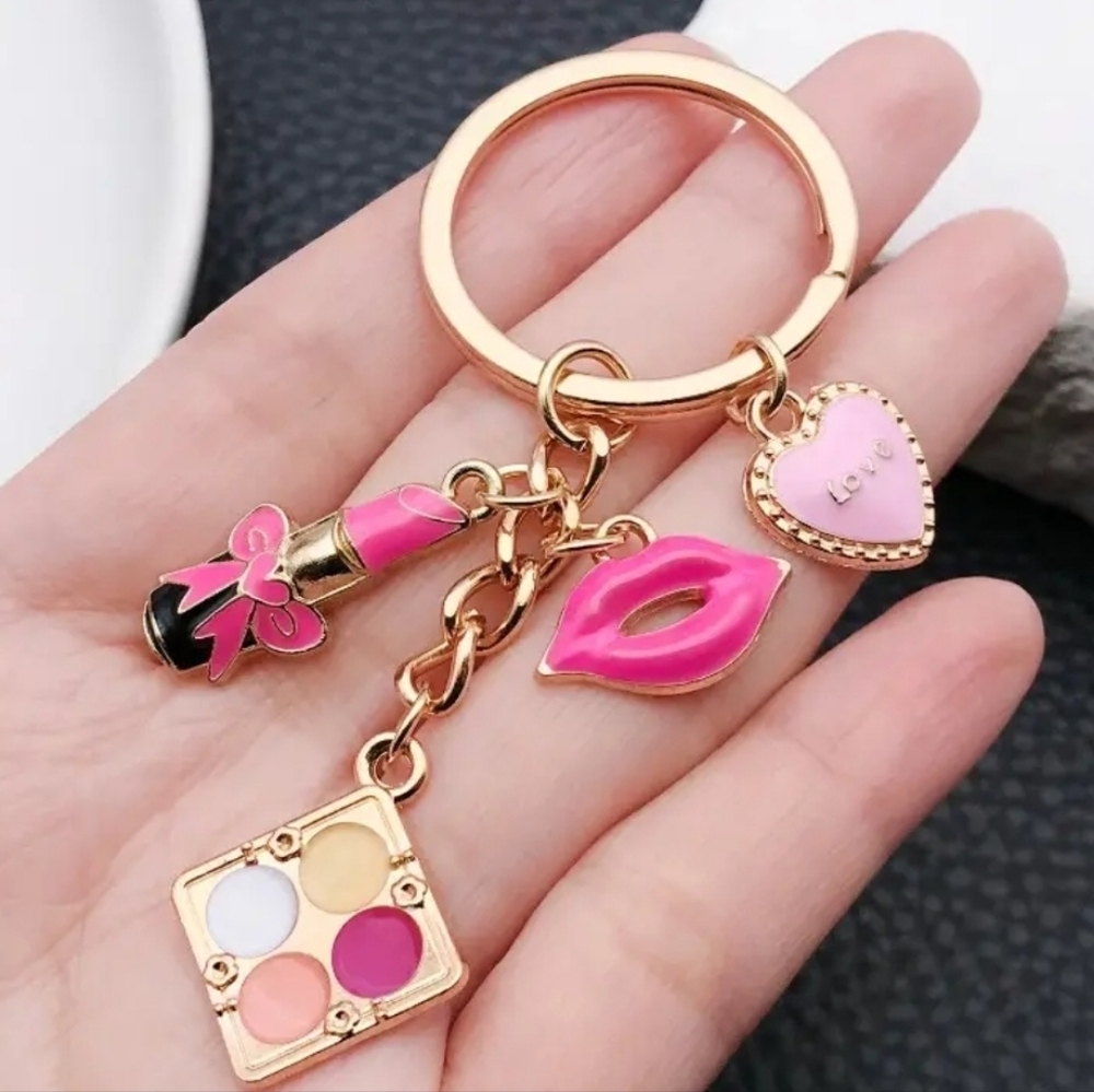 $10 VARIOUS VALENTINES DAY KEY RINGS BAG ACCESSORY RED + PINK W VALENTINE CHARMS - Picture 2 of 6